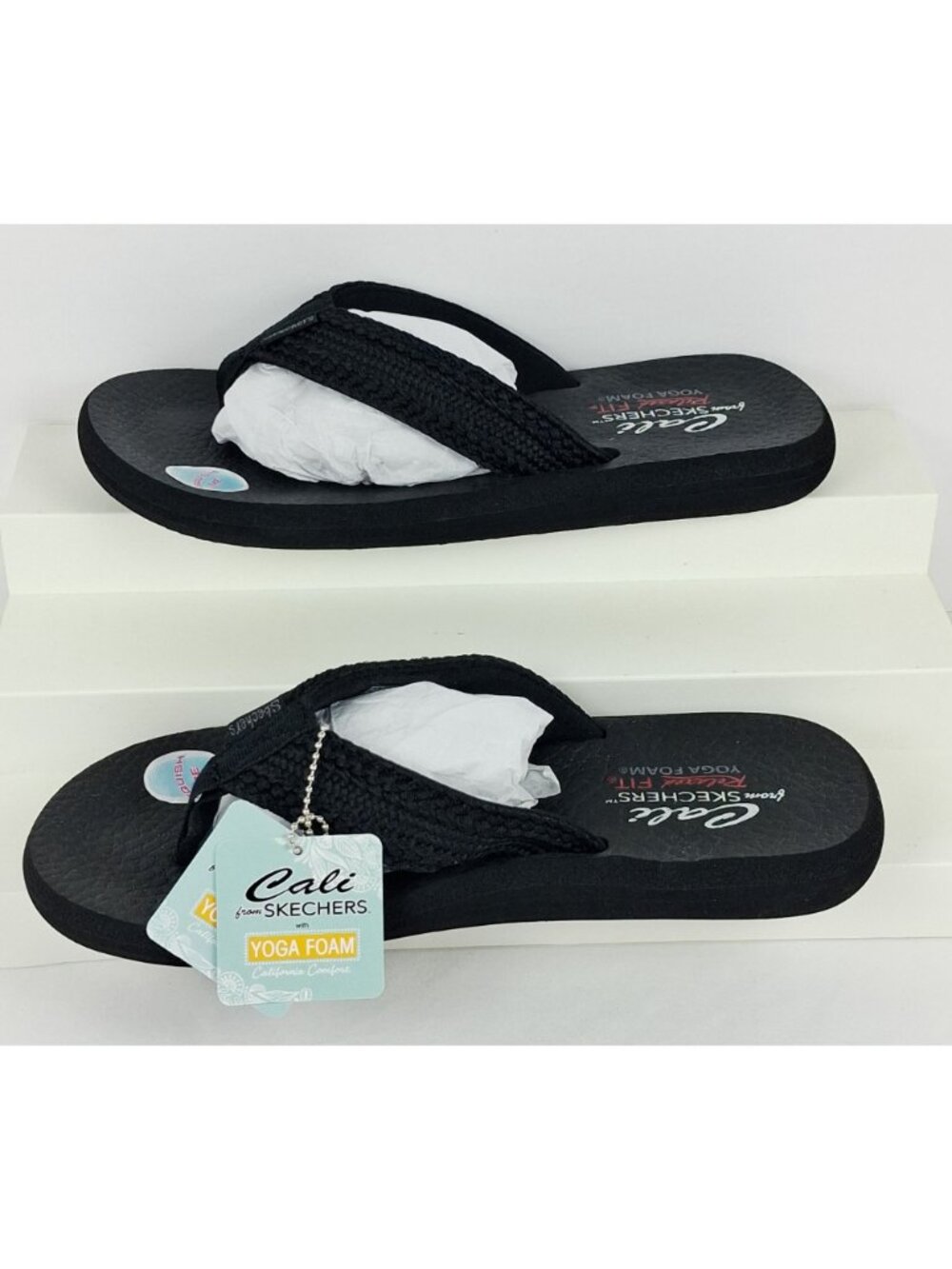 Skechers Cali Asana Hidden Valley Black Women's Thong Sandals - Size 10 NWOB - Picture 10 of 12